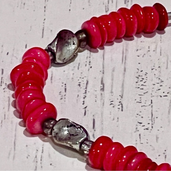 Pink and Silver Handmade Beaded Bracelet - Picture 5 of 6